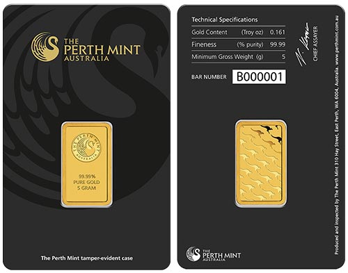 مدلی از شمش های کم وزن طلا  Perth Mint Gold Bars 