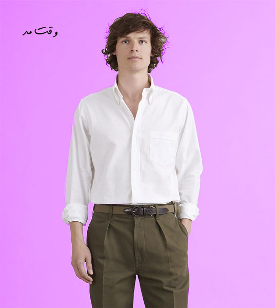  پیراهن جدید مردانه مدل آکسفورد و یقه دکمه ای سفید 