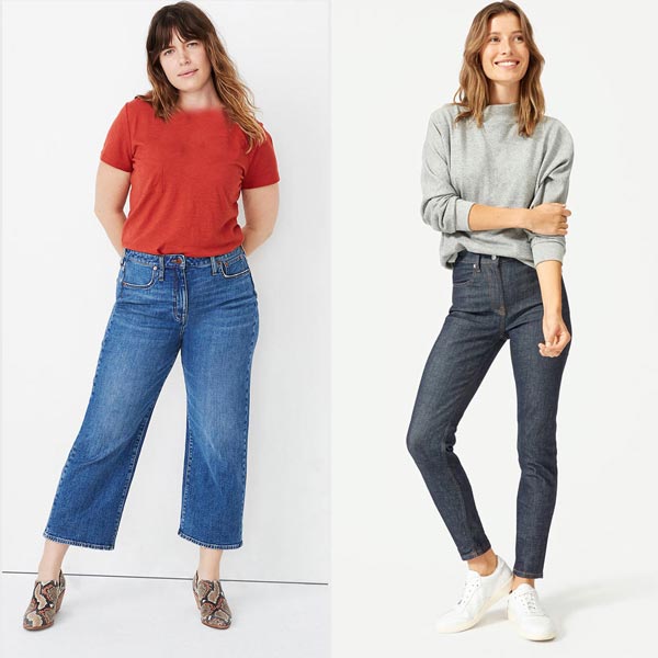 مدل شلوار جین جذب و بگ و مام فیت را مشاهده میکنید که مناسب استایل ساعت شنی است.