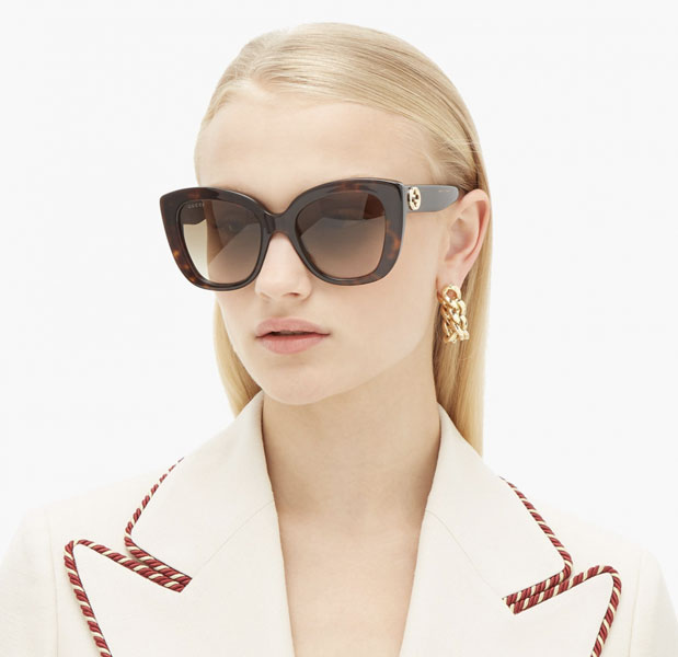 مدل جدید از عینک آفتابی گوچی زنانه که جزئی از بهترین برند عینک های دنیا است.