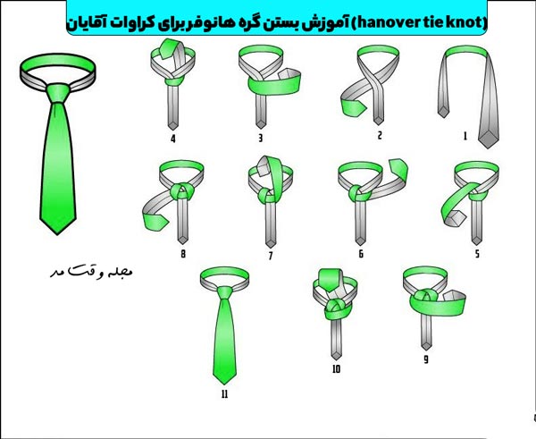 آموزش بستن گره کراوات هانوفر بصورت تصویری