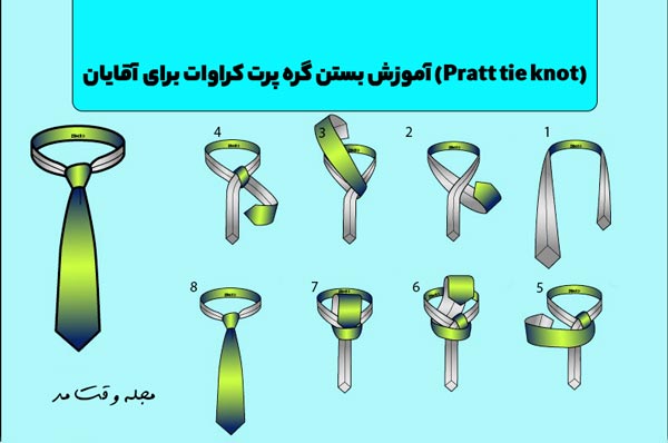 آموزش تصویری گره پرت کراوات مردانه بصورت تصویری