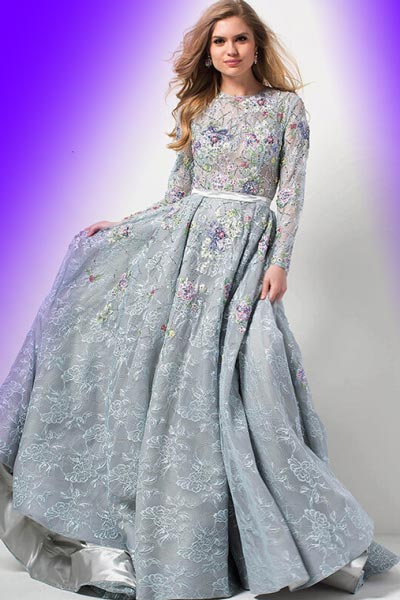 مدل پیراهن مجلسی بلند و چین دار زنانه جدید