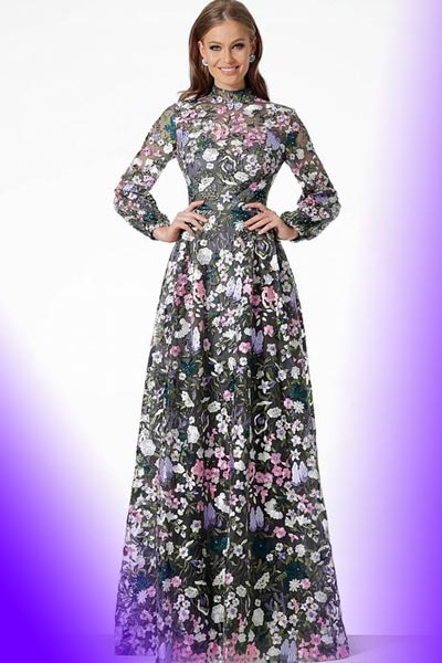 مدل جدید و شیک پیراهن مجلسی بلند زنانه گلدار