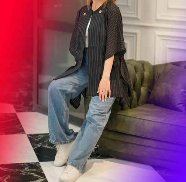 مدل مانتو شومیزی جلو باز ست با شلوار بگ