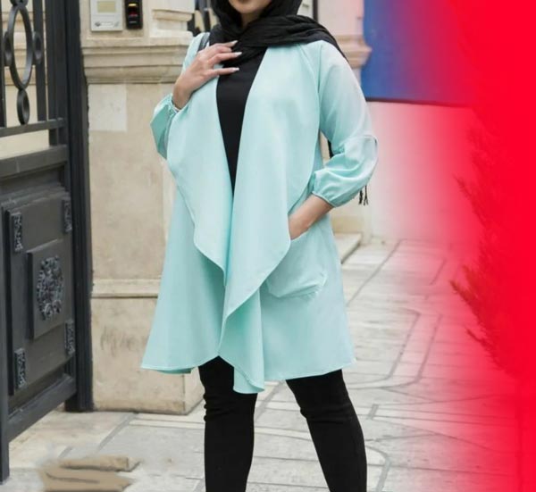 مدل مانتوی بلند یقه آبشاری زنانه