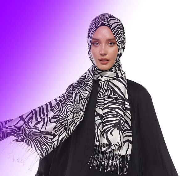 مدل شال جدید با حجاب زنانه طرحدار 