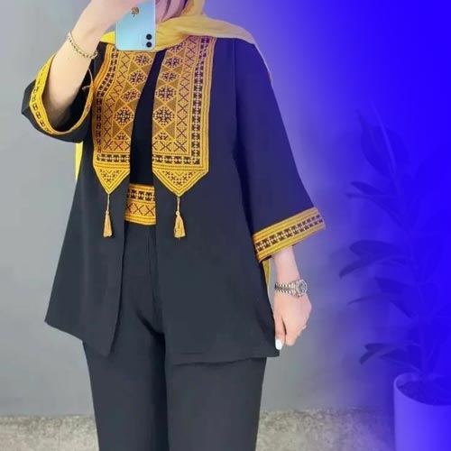 مدل مانتو خامه دوزی کرسپو مشکی